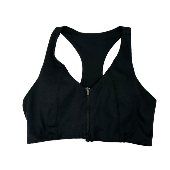 Zella Studio Lite Run Zip Front Racerback Sports Bra Black Small - Picture 4 of 15